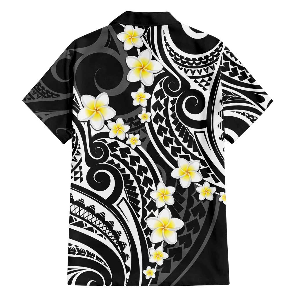 Plumeria With Black Polynesian Tattoo Pattern Family Matching Summer Maxi Dress and Hawaiian Shirt LT05 - Polynesian Pride