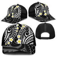Plumeria With Black Polynesian Tattoo Pattern Mesh Trucker Cap - Polynesian Pride