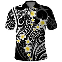 Plumeria With Black Polynesian Tattoo Pattern Polo Shirt