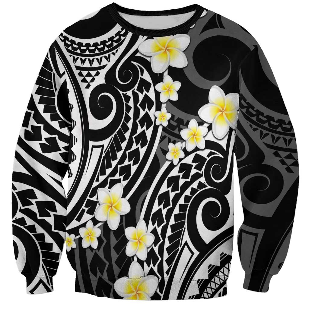 Plumeria With Black Polynesian Tattoo Pattern Sweatshirt