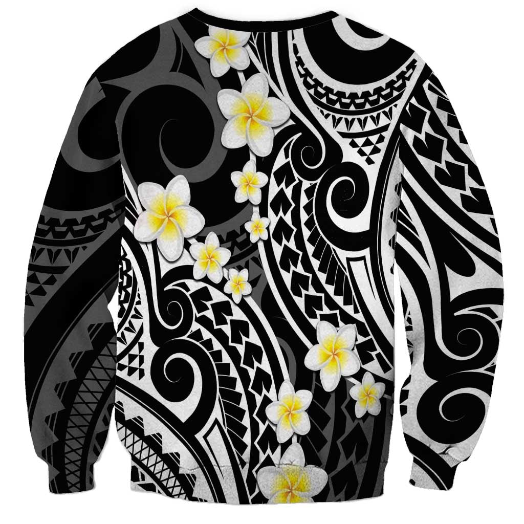 Plumeria With Black Polynesian Tattoo Pattern Sweatshirt