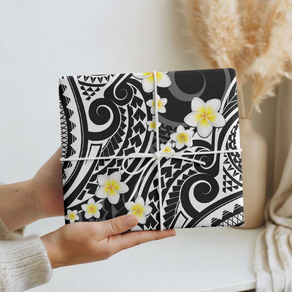 Plumeria With Black Polynesian Tattoo Pattern Wrapping Paper - Polynesian Pride