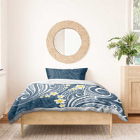Plumeria With Blue Polynesian Tattoo Pattern Bedding Set