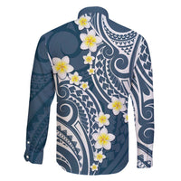 Plumeria With Blue Polynesian Tattoo Pattern Family Matching Short Sleeve Bodycon Dress and Hawaiian Shirt