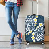 Plumeria With Blue Polynesian Tattoo Pattern Luggage Cover LT05 - Polynesian Pride