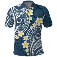 Plumeria With Blue Polynesian Tattoo Pattern Polo Shirt