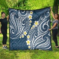 Plumeria With Blue Polynesian Tattoo Pattern Quilt