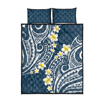 Plumeria With Blue Polynesian Tattoo Pattern Quilt Bed Set