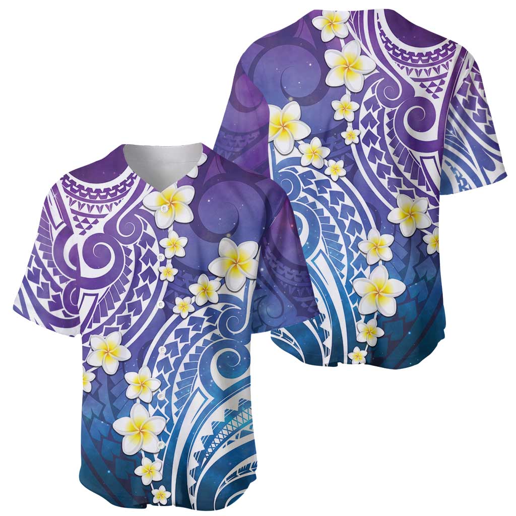 Plumeria With Galaxy Polynesian Tattoo Pattern Baseball Jersey LT05 - Polynesian Pride