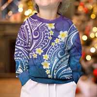 Plumeria With Galaxy Polynesian Tattoo Pattern Kid Ugly Christmas Sweater