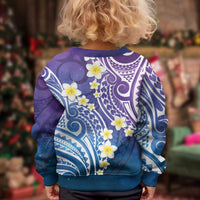 Plumeria With Galaxy Polynesian Tattoo Pattern Kid Ugly Christmas Sweater