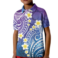 Plumeria With Galaxy Polynesian Tattoo Pattern Kid Polo Shirt