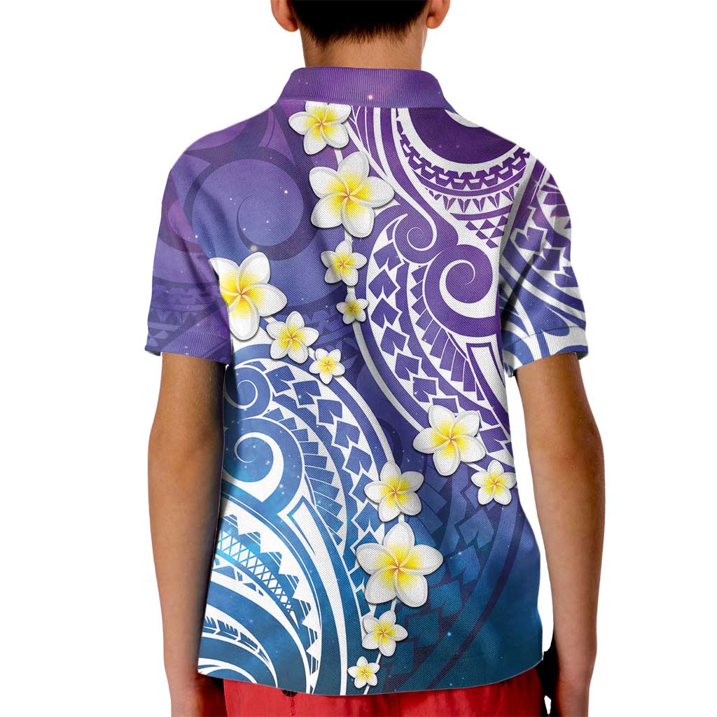 Plumeria With Galaxy Polynesian Tattoo Pattern Kid Polo Shirt
