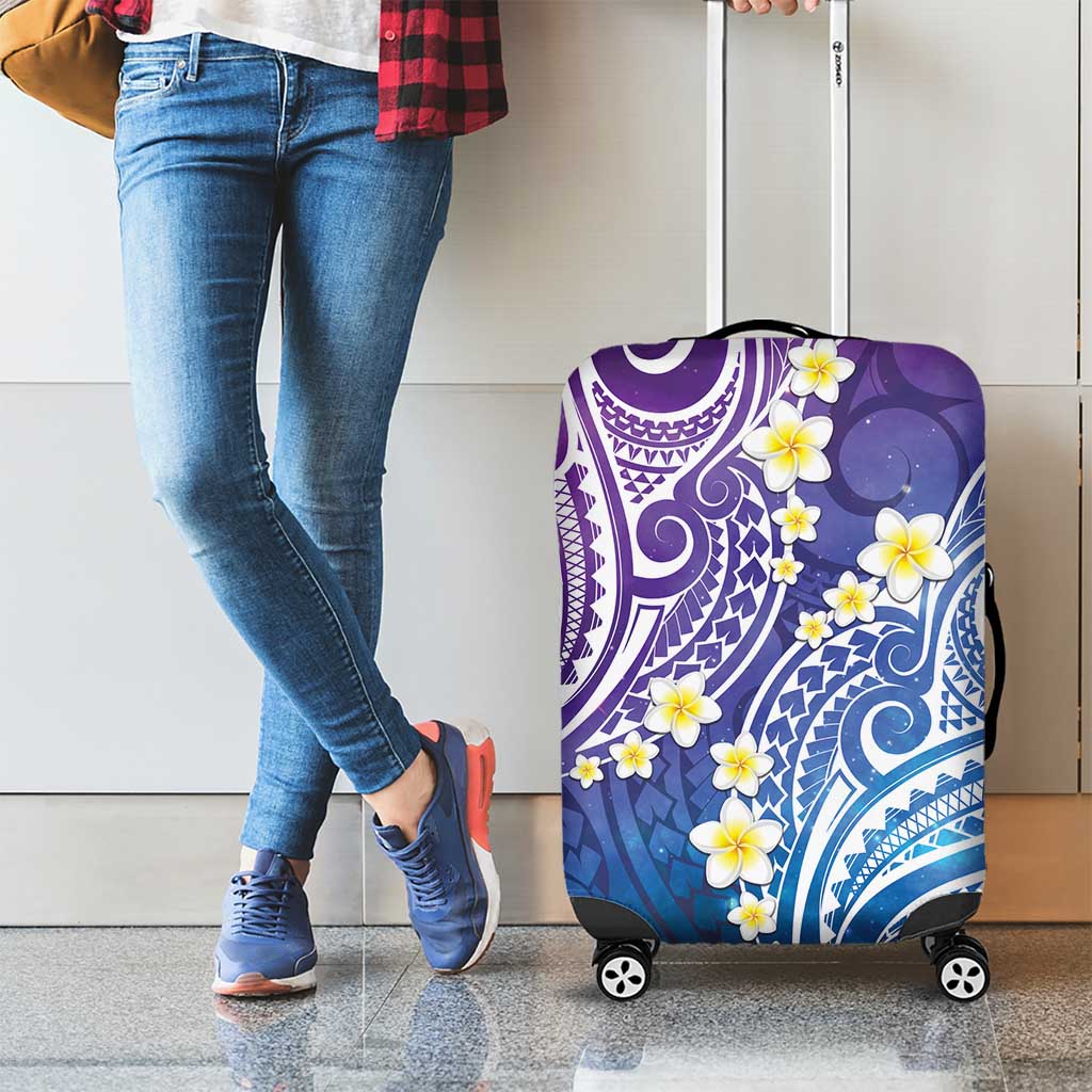 Plumeria With Galaxy Polynesian Tattoo Pattern Luggage Cover LT05 - Polynesian Pride