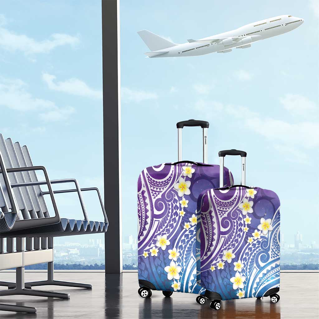 Plumeria With Galaxy Polynesian Tattoo Pattern Luggage Cover LT05 - Polynesian Pride