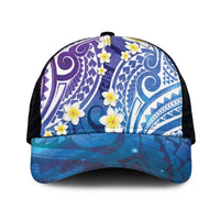 Plumeria With Galaxy Polynesian Tattoo Pattern Mesh Trucker Cap - Polynesian Pride