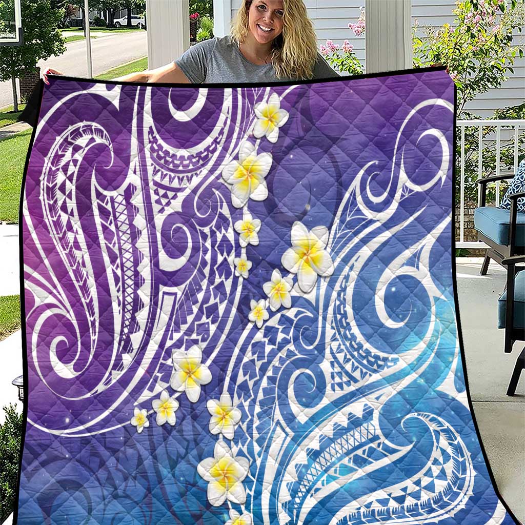 Plumeria With Galaxy Polynesian Tattoo Pattern Quilt LT05 Galaxy - Polynesian Pride