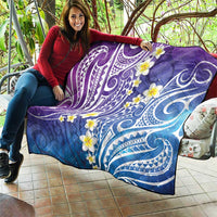 Plumeria With Galaxy Polynesian Tattoo Pattern Quilt