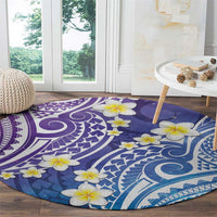 Plumeria With Galaxy Polynesian Tattoo Pattern Round Carpet LT05 - Polynesian Pride