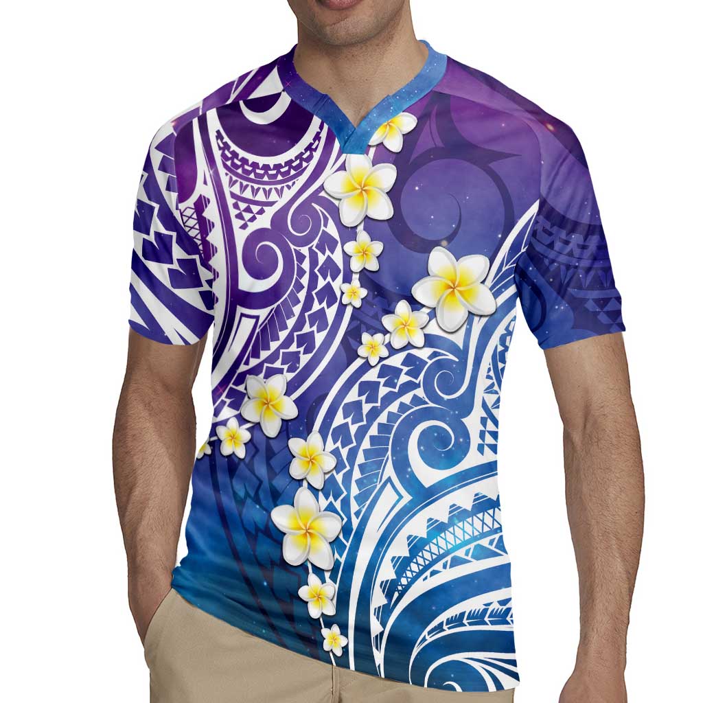 Plumeria With Galaxy Polynesian Tattoo Pattern Rugby Jersey