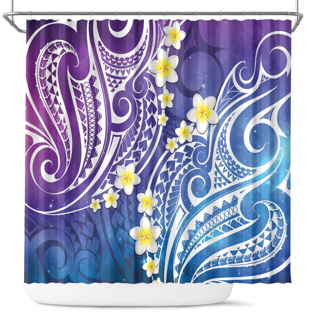 Plumeria With Galaxy Polynesian Tattoo Pattern Shower Curtain LT05 Galaxy - Polynesian Pride