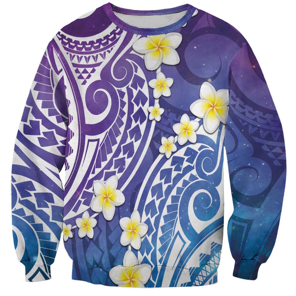 Plumeria With Galaxy Polynesian Tattoo Pattern Sweatshirt