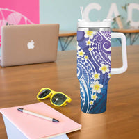 Plumeria With Galaxy Gradient Polynesian Tattoo Pattern Tumbler With Handle