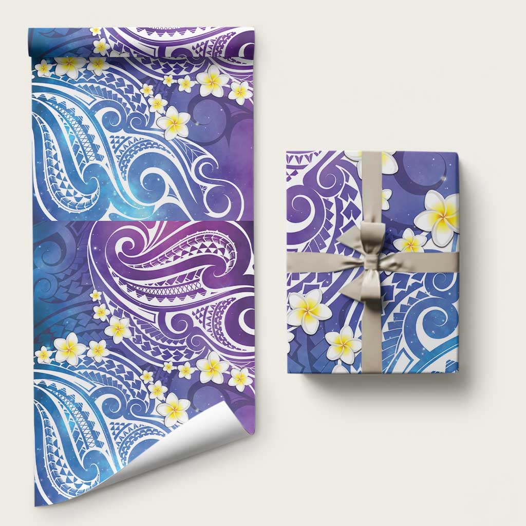 Plumeria With Galaxy Polynesian Tattoo Pattern Wrapping Paper - Polynesian Pride