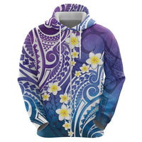 Plumeria With Galaxy Polynesian Tattoo Pattern Zip Hoodie LT05 - Polynesian Pride