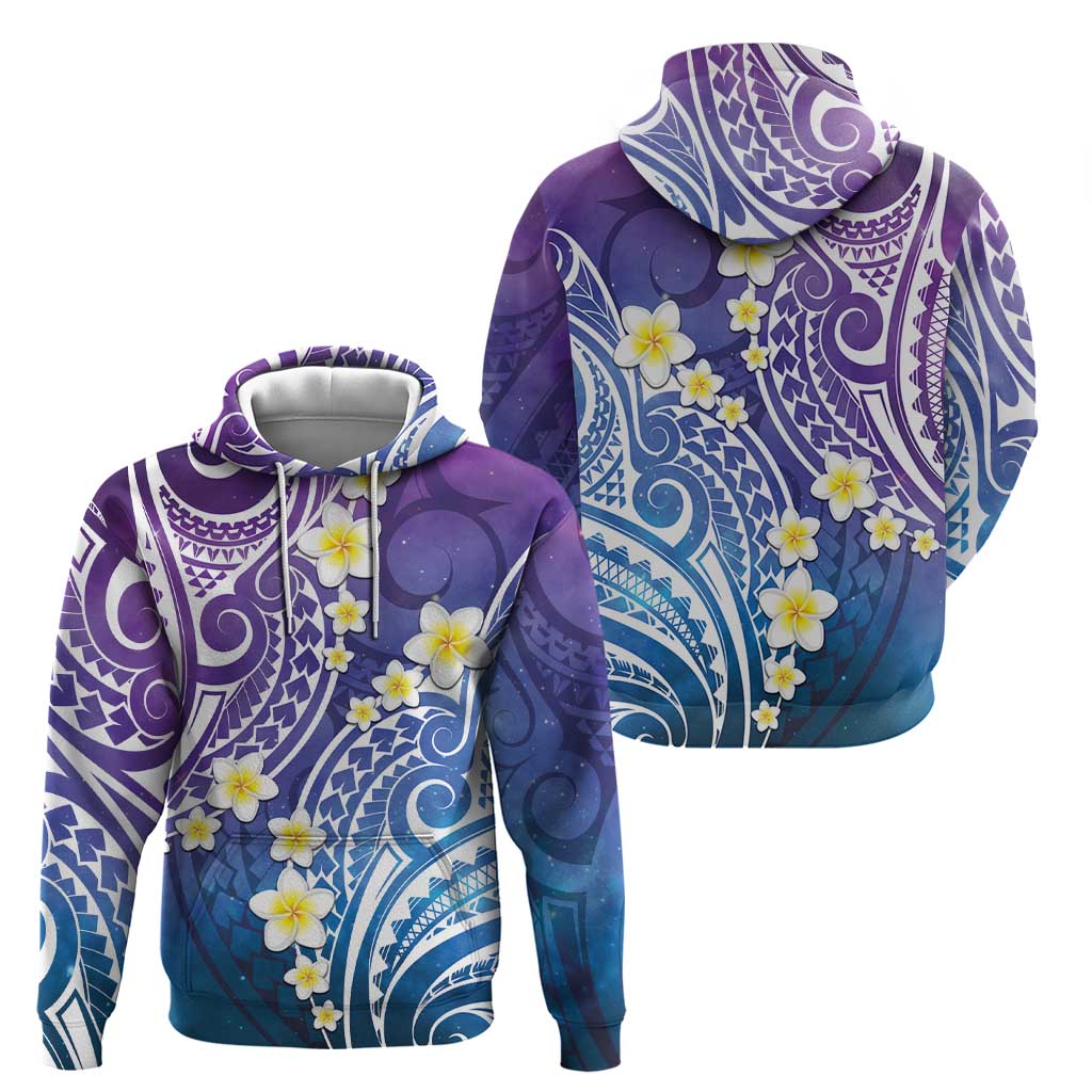 Plumeria With Galaxy Polynesian Tattoo Pattern Zip Hoodie LT05 - Polynesian Pride