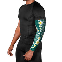 Plumeria With Teal Polynesian Tattoo Pattern Arm Sleeves LT05 - Polynesian Pride
