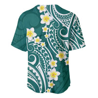 Plumeria With Teal Polynesian Tattoo Pattern Baseball Jersey LT05 - Polynesian Pride