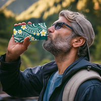 Plumeria With Teal Polynesian Tattoo Pattern 4 in 1 Can Cooler Tumbler