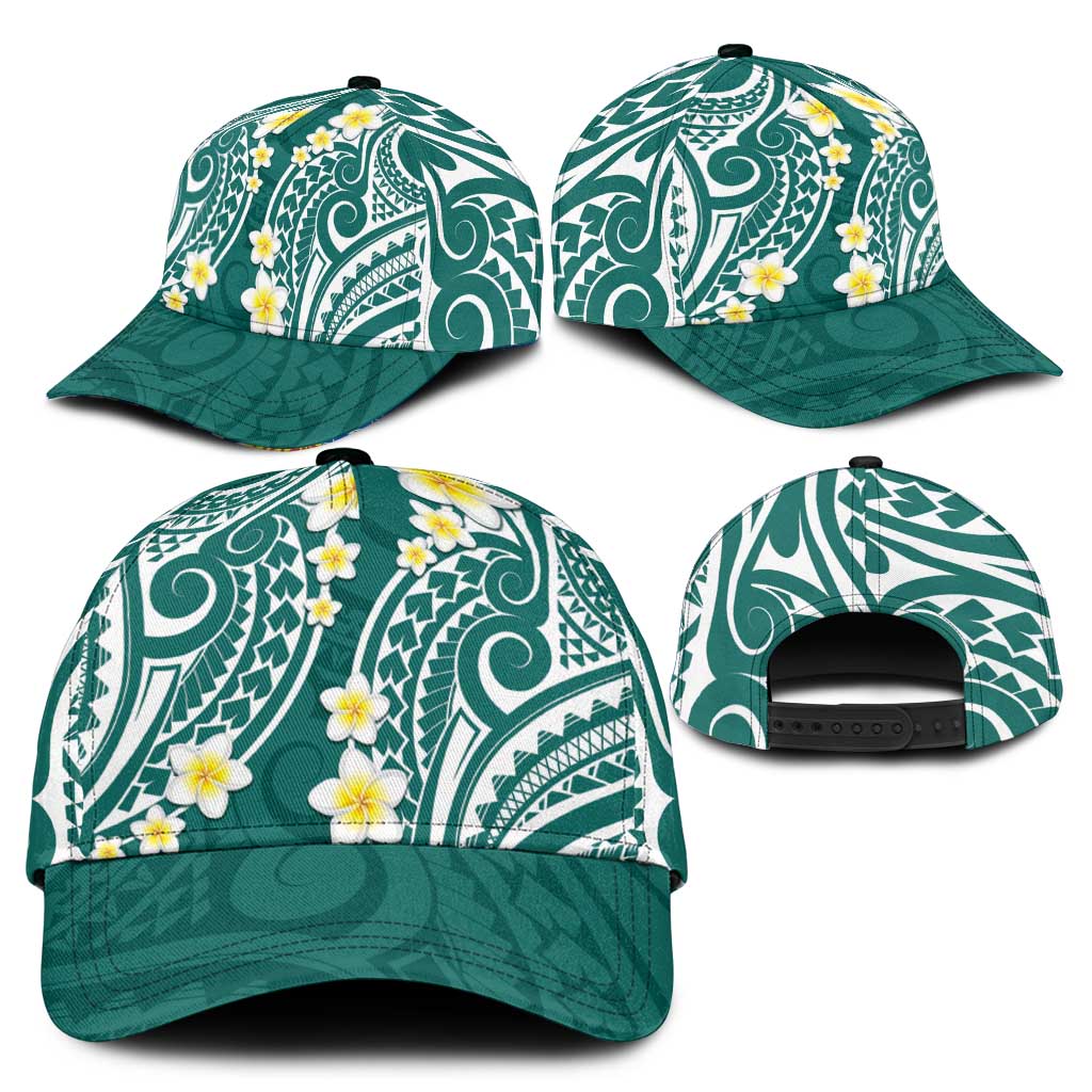 Plumeria With Teal Polynesian Tattoo Pattern Classic Cap - Polynesian Pride