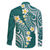 Plumeria With Teal Polynesian Tattoo Pattern Family Matching Summer Maxi Dress and Hawaiian Shirt
