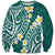 Plumeria With Teal Polynesian Tattoo Pattern Sweatshirt