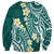 Plumeria With Teal Polynesian Tattoo Pattern Sweatshirt