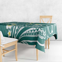 Plumeria With Teal Polynesian Tattoo Pattern Tablecloth
