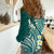 Plumeria With Teal Polynesian Tattoo Pattern Women Casual Shirt