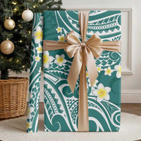 Plumeria With Teal Polynesian Tattoo Pattern Wrapping Paper - Polynesian Pride