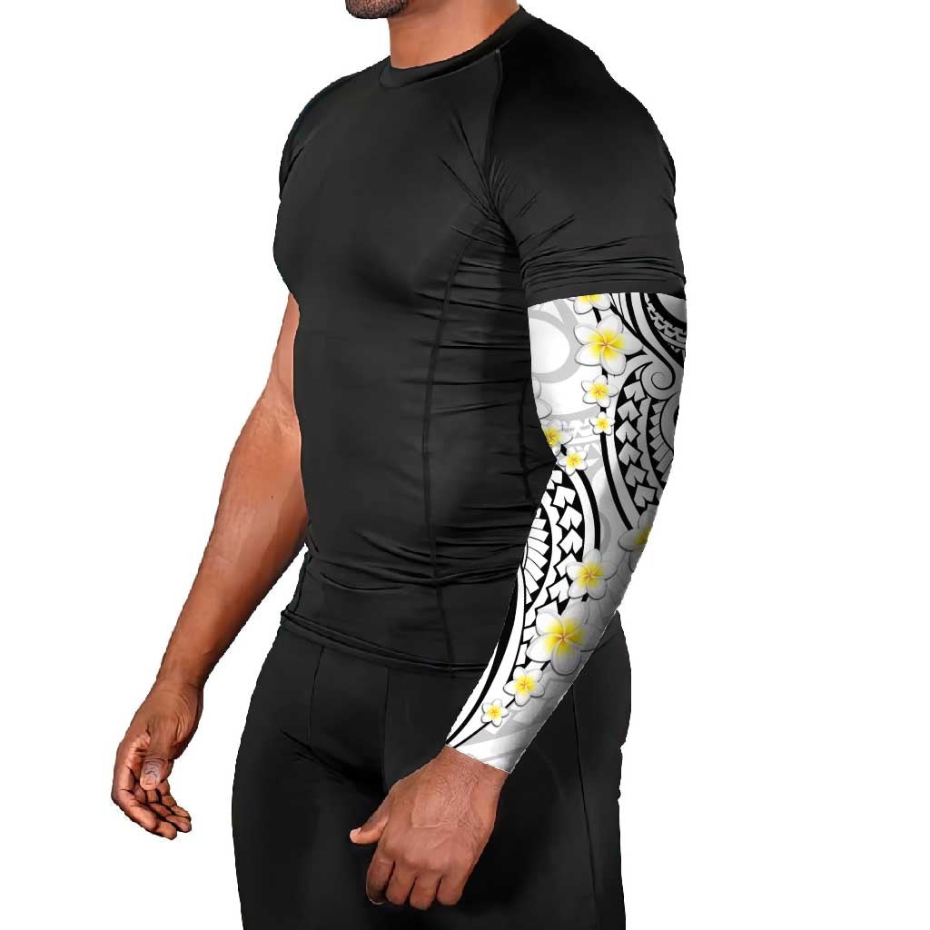 Plumeria With White Polynesian Tattoo Pattern Arm Sleeves LT05 - Polynesian Pride