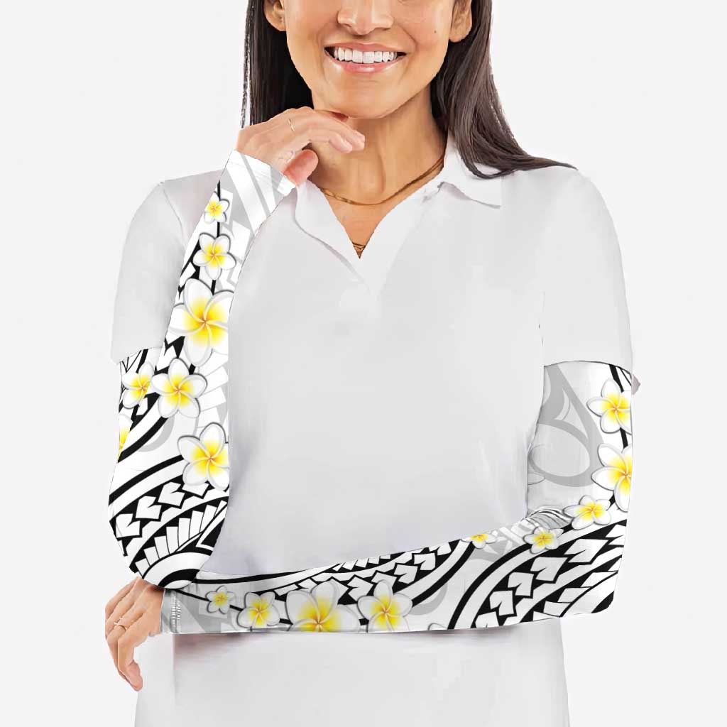 Plumeria With White Polynesian Tattoo Pattern Arm Sleeves LT05 - Polynesian Pride