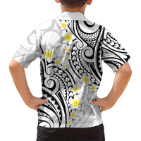 Plumeria With White Polynesian Tattoo Pattern Family Matching Long Sleeve Bodycon Dress and Hawaiian Shirt LT05 - Polynesian Pride