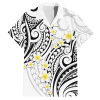 Plumeria With White Polynesian Tattoo Pattern Family Matching Long Sleeve Bodycon Dress and Hawaiian Shirt LT05 Dad's Shirt - Short Sleeve White - Polynesian Pride