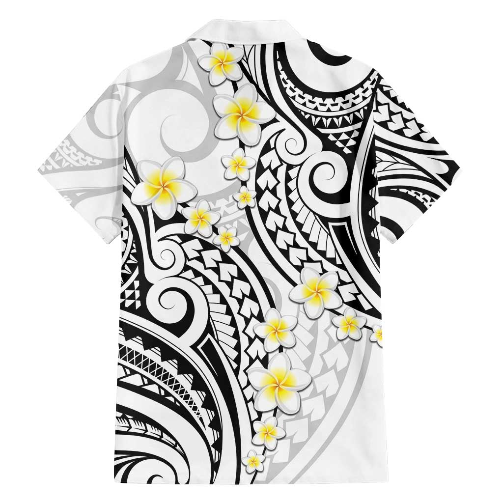 Plumeria With White Polynesian Tattoo Pattern Family Matching Long Sleeve Bodycon Dress and Hawaiian Shirt LT05 - Polynesian Pride