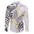 Plumeria With White Polynesian Tattoo Pattern Family Matching Long Sleeve Bodycon Dress and Hawaiian Shirt