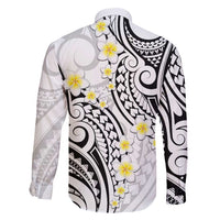 Plumeria With White Polynesian Tattoo Pattern Family Matching Long Sleeve Bodycon Dress and Hawaiian Shirt LT05 - Polynesian Pride