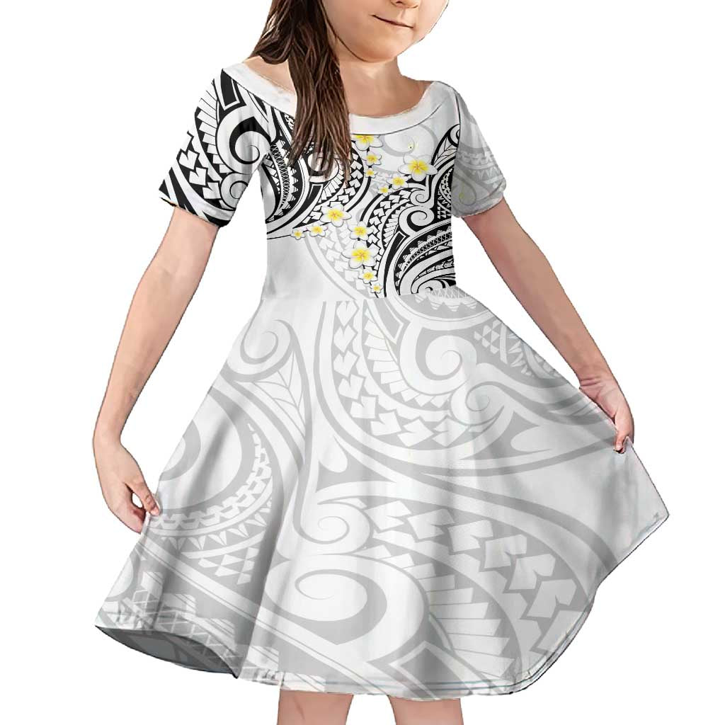Plumeria With White Polynesian Tattoo Pattern Family Matching Summer Maxi Dress and Hawaiian Shirt