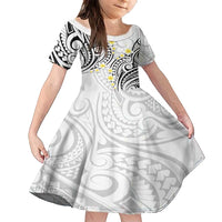 Plumeria With White Polynesian Tattoo Pattern Family Matching Tank Maxi Dress and Hawaiian Shirt
