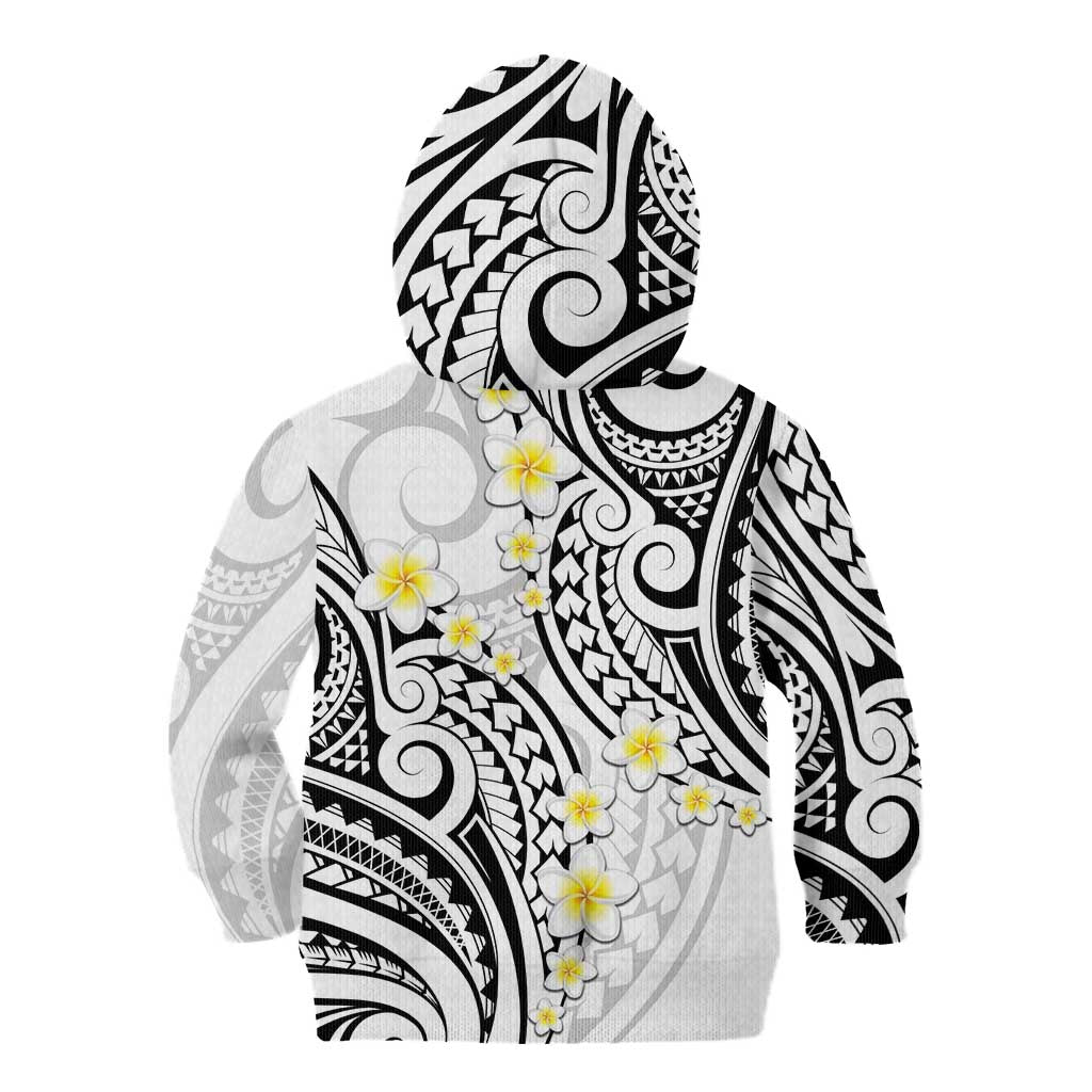 Plumeria With White Polynesian Tattoo Pattern Kid Hoodie